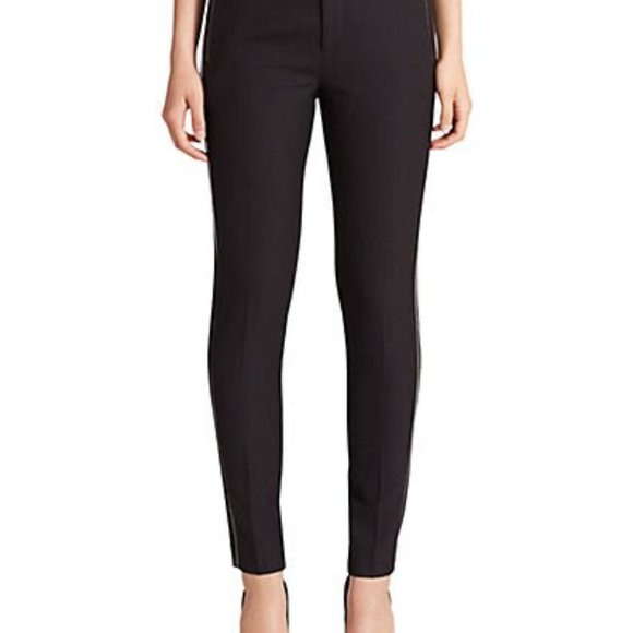 Vince Leather Trimmed Tuxedo Strip Wool Trousers 6 - Picture 7 of 7